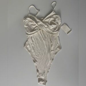 Women's Cream Soft Cotton Tank Bodysuit